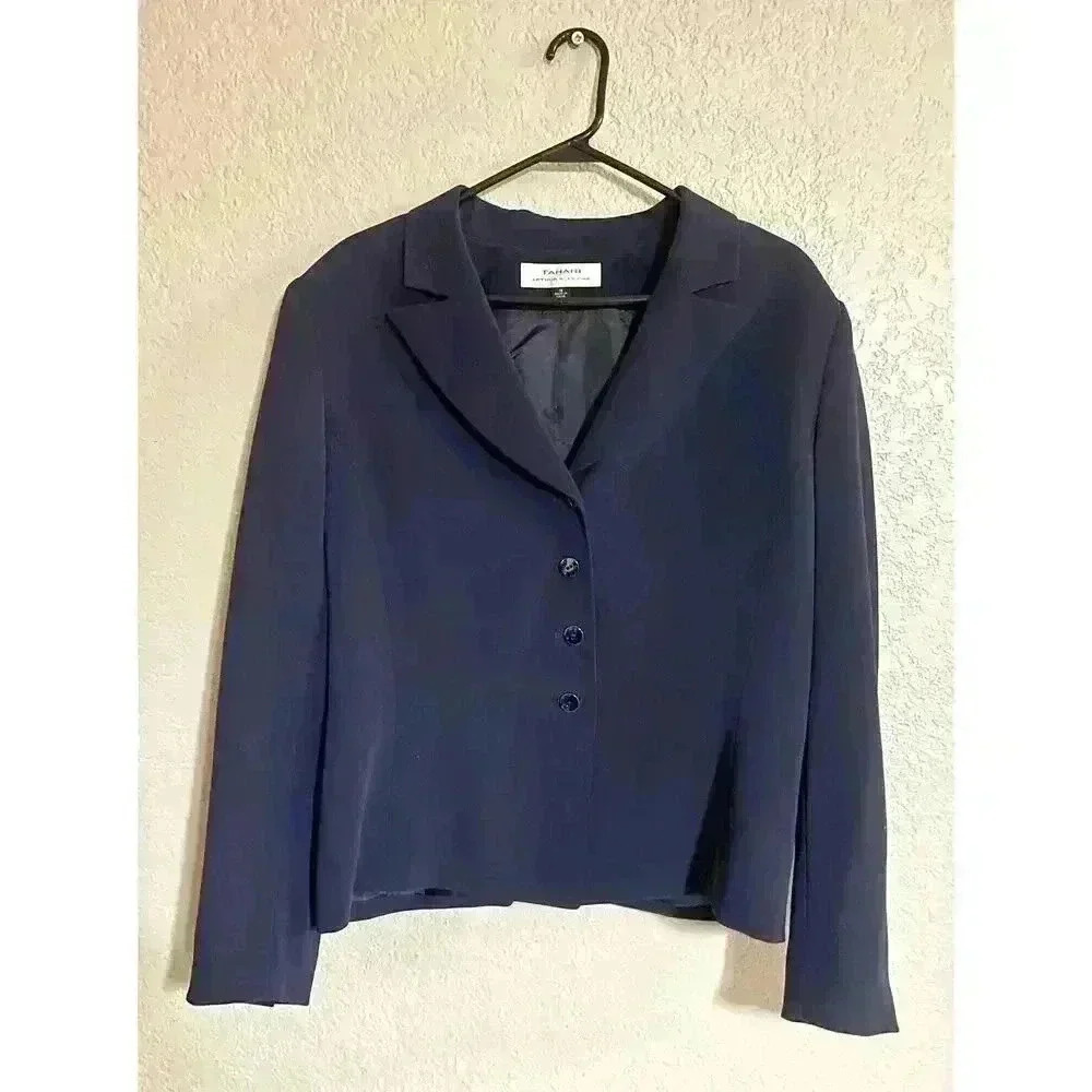 Tahari ASL Navy Women's Tailored Blazer Jacket